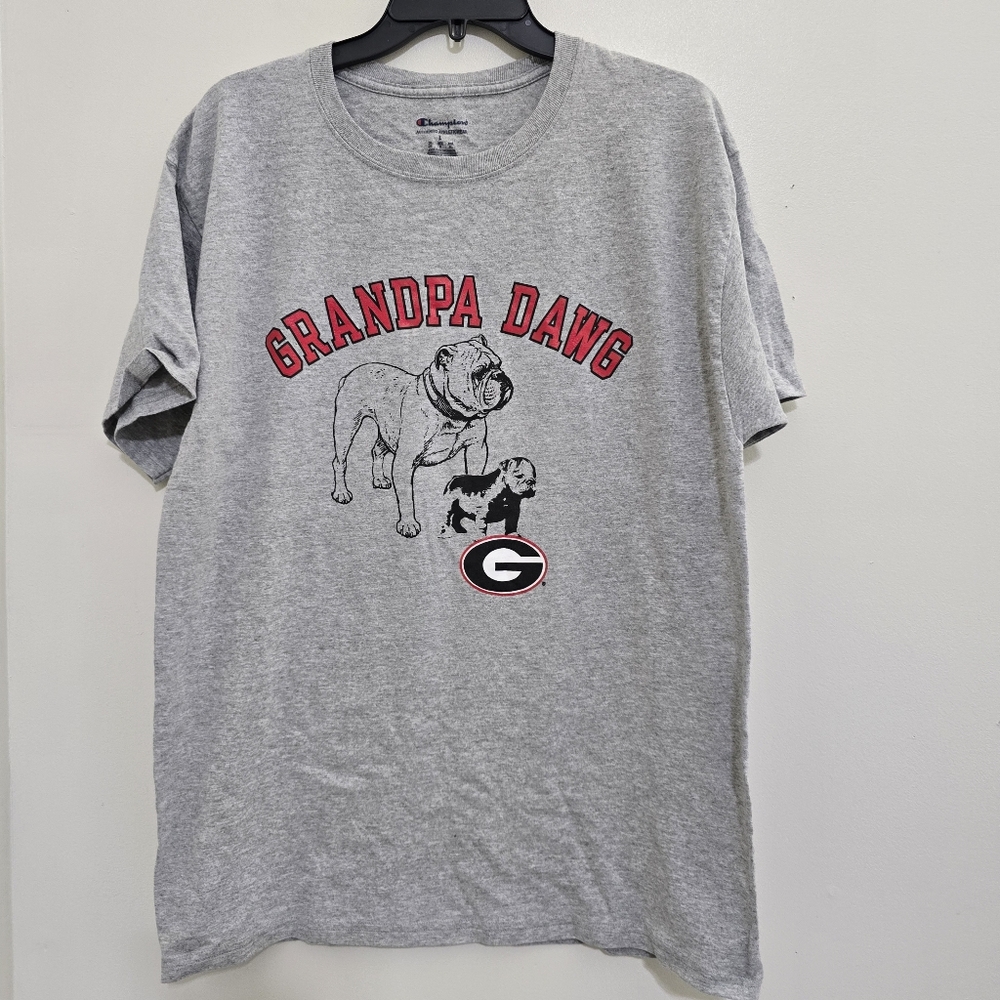 champion size Large UNIVERISTY OF GEORGIA uga Grandpa Dawg NCAA T‎ Shirt Gray